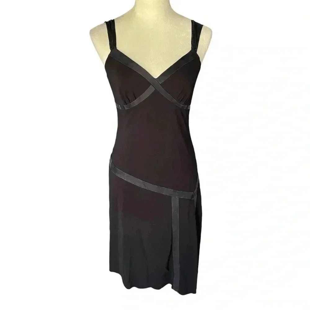 Nine West Black Mini Dress with Satin Trim